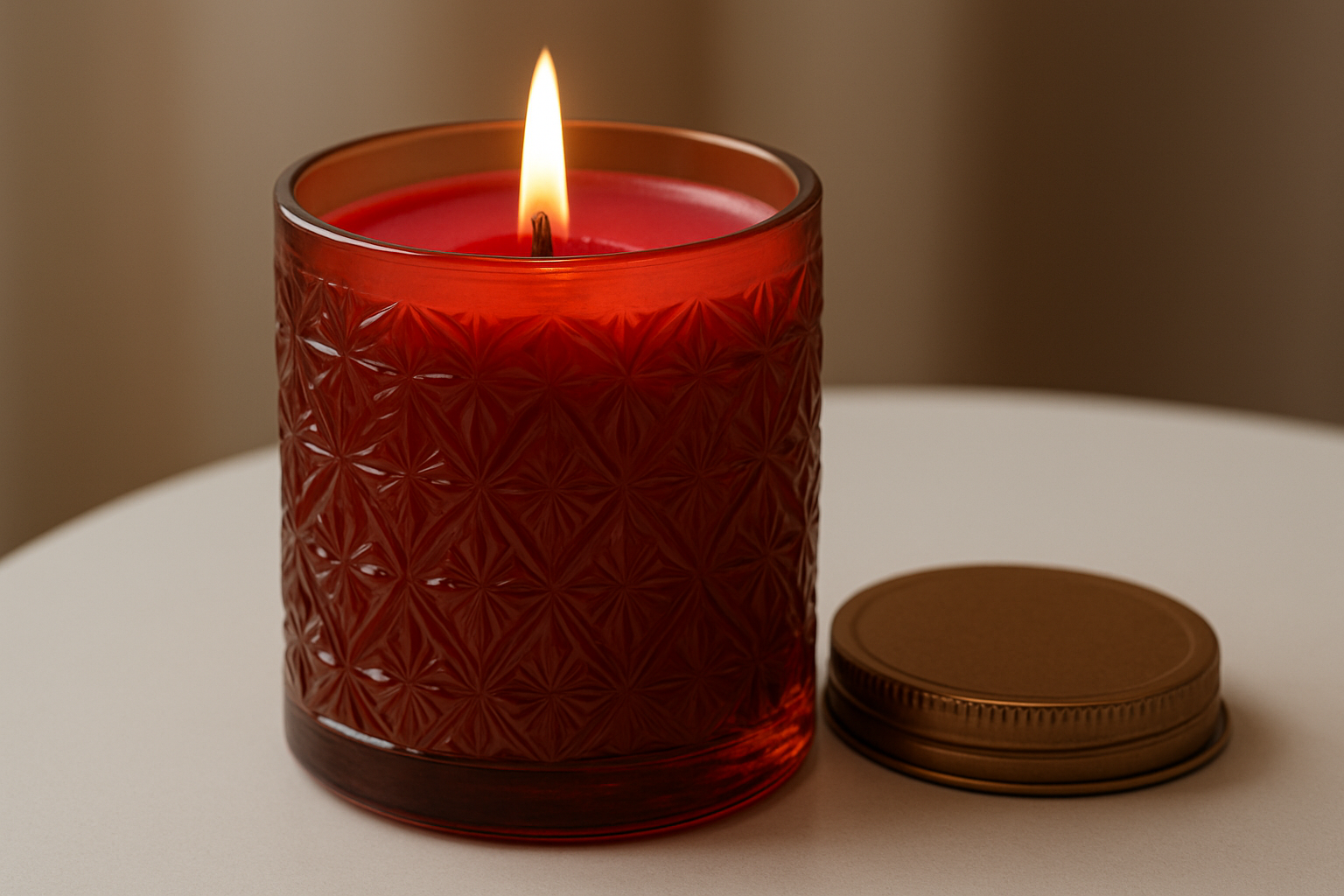 Medium Red Glass Candle